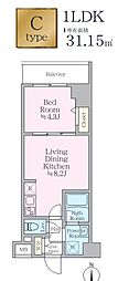 足立区東和2丁目マンション 1LDKの間取図画像