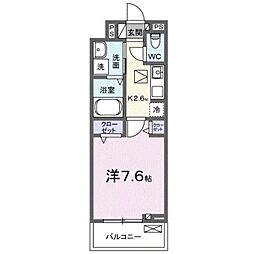 カンパニュール 1Kの間取図画像