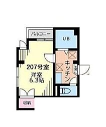 サンライトAONE 1Kの間取図画像