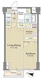 神楽坂南町ハウス 3階1LDKの間取り