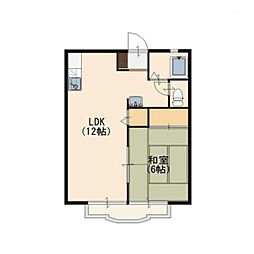 サンシティー 2階1LDKの間取り