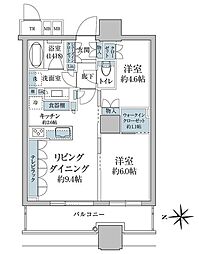 パークシティ大崎ザタワー 22階2LDKの間取り