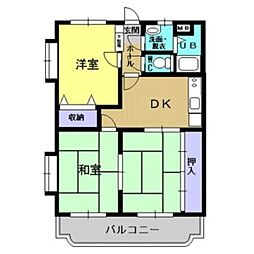 ファミーユ蘭 3階3DKの間取り