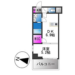 ヴィーナス今里 1DKの間取図画像