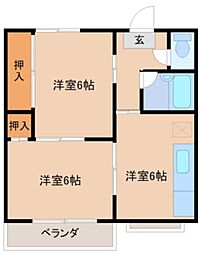 エスポワール平 2DKの間取図画像