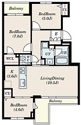 ロイヤルシーズン新宿柏木 5階3LDKの間取り