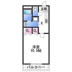 Ｍ　グラナート 2階1Kの間取り