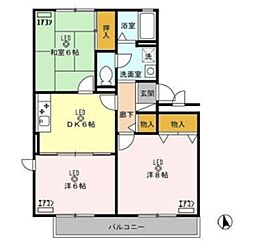 シャトルハイム 1階3DKの間取り