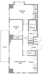 MG目黒駅前 13階2LDKの間取り