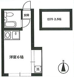 b'CASA久米川re-born 1Kの間取図画像