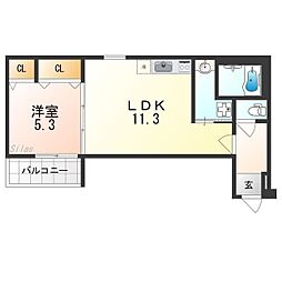 ポルボロン 1LDKの間取図画像