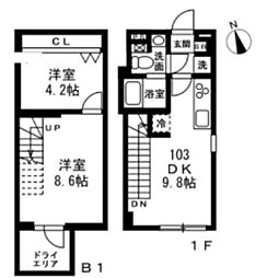 目黒区中町2丁目マンション 2DKの間取図画像