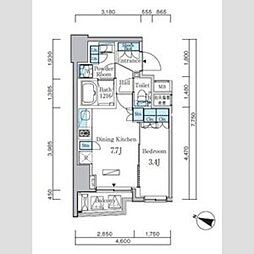 URBANCORE原宿 1DKの間取図画像