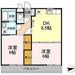 グリーンファミール 2DKの間取図画像