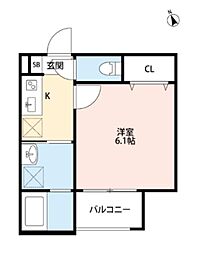 Lunapiena船橋 1Kの間取図画像