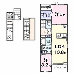 ヒカルサ大宮南中丸ノ-スI 2LDKの間取図画像