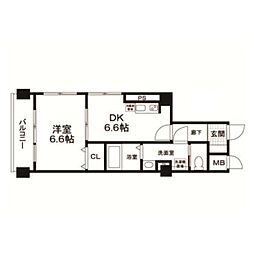 秀和松涛レジデンス 4階1DKの間取り