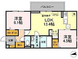 プランドールC 2LDKの間取図画像