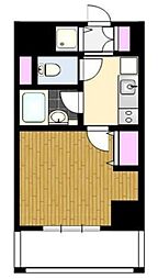 レジディア東品川 5階1Kの間取り