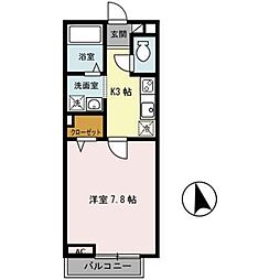 阪急伊丹線 新伊丹駅 徒歩7分の賃貸アパート 2階1Kの間取り