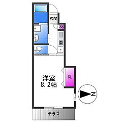 COSMO WAKAEMINAMI 1階1Kの間取り