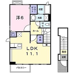 メゾン MORIKO 2階1LDKの間取り