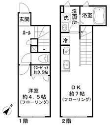 スズキレジデンス 2階1DKの間取り