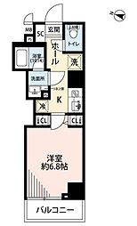 プレール・ドゥーク板橋本町3 1Kの間取図画像