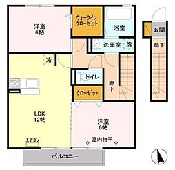 ラフィーユ 2階2LDKの間取り