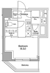 ザ・パークハビオ赤羽 4階1Kの間取り