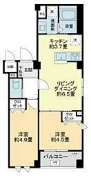 ルミケオ大手町 2階2LDKの間取り