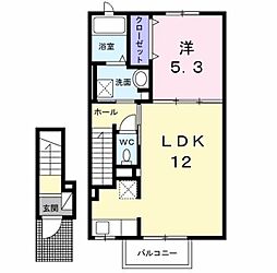 ミルト・ラフレシール 2階1LDKの間取り