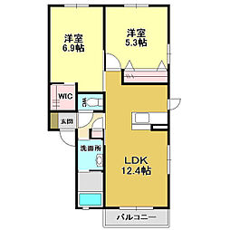 シャーメゾンルミナーレB 2LDKの間取図画像