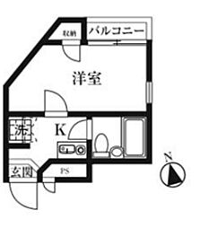 キャトルセゾン東橋本 3階1Kの間取り