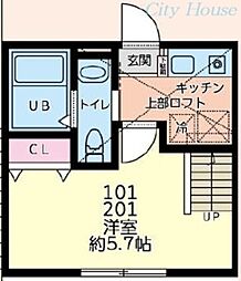 MKY淵野辺 2階1Kの間取り