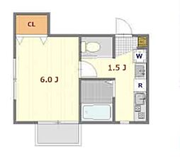 シャトーミレニア 1階1Kの間取り