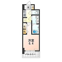 南海高野線 堺東駅 徒歩12分の賃貸マンション 6階1Kの間取り