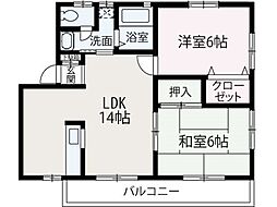 ウォールデンヒルズI 2階2LDKの間取り