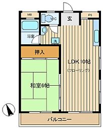 七和ビル 1LDKの間取図画像
