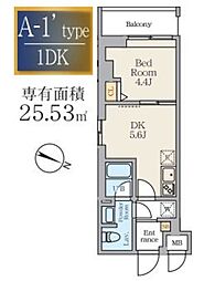 江戸川区篠崎町2丁目マンション 1DKの間取図画像