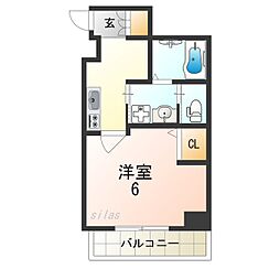 阪神本線 大物駅 徒歩5分の賃貸マンション 5階1Kの間取り