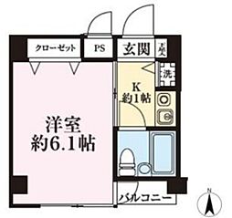 パーソナルマンション中央 2階1Kの間取り