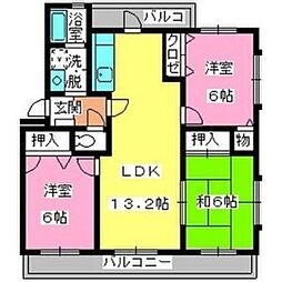 第3大野ビルA 3LDKの間取図画像