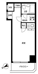 マートルコート第2中目黒 11階ワンルームの間取り