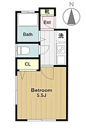 ミヤザキ 2階1Kの間取り