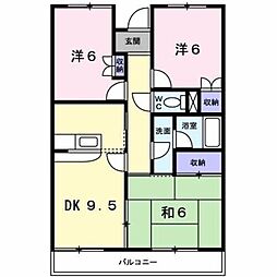 カンスタント八千代 3階3DKの間取り