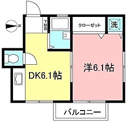 シャーデルよみうり 1DKの間取図画像