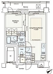 カスタリア鶴見 3階1LDKの間取り