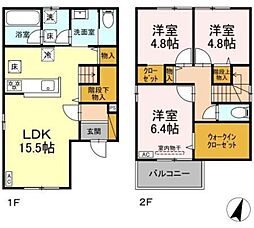 大野町2丁目戸建貸家B 3LDKの間取り