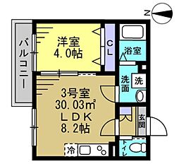 千葉市中央区今井3丁目アパート 1LDKの間取図画像